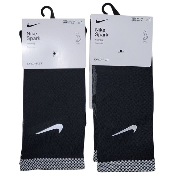 Nike Spark Cushioned Running Crew Socks Women 9.5-11 Men 8-9.5 Reflective 2 Pair - Picture 1 of 10